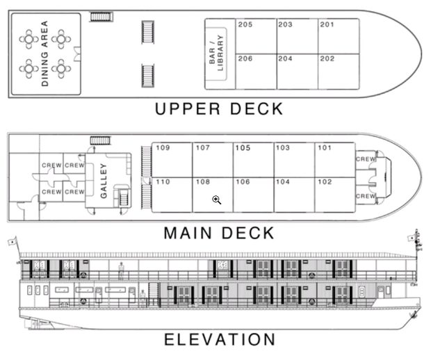 Cabin layout for Angkor Pandaw